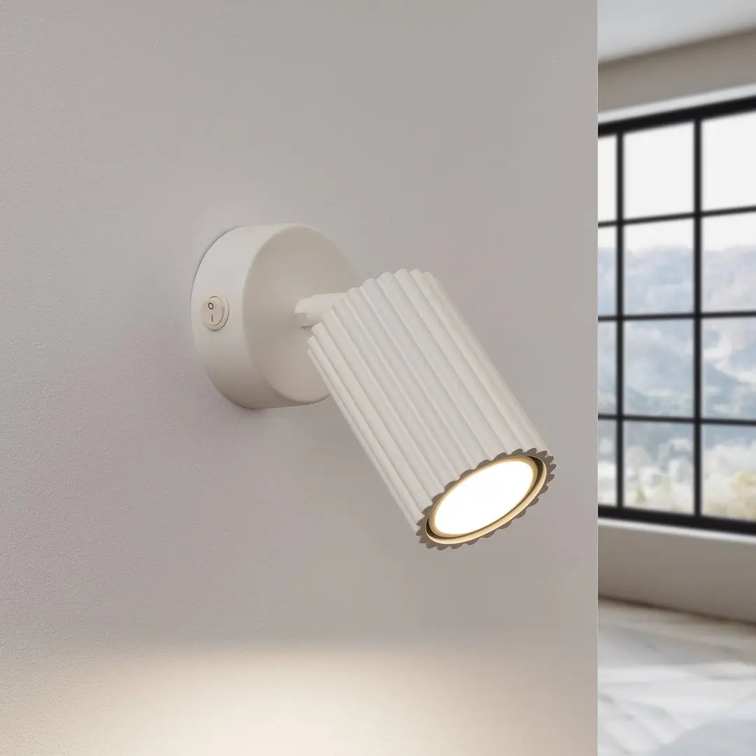 SOLLUX LIGHTING Wandstrahler Karbon, beige, Ausladung 16 cm, Schalter, Alu