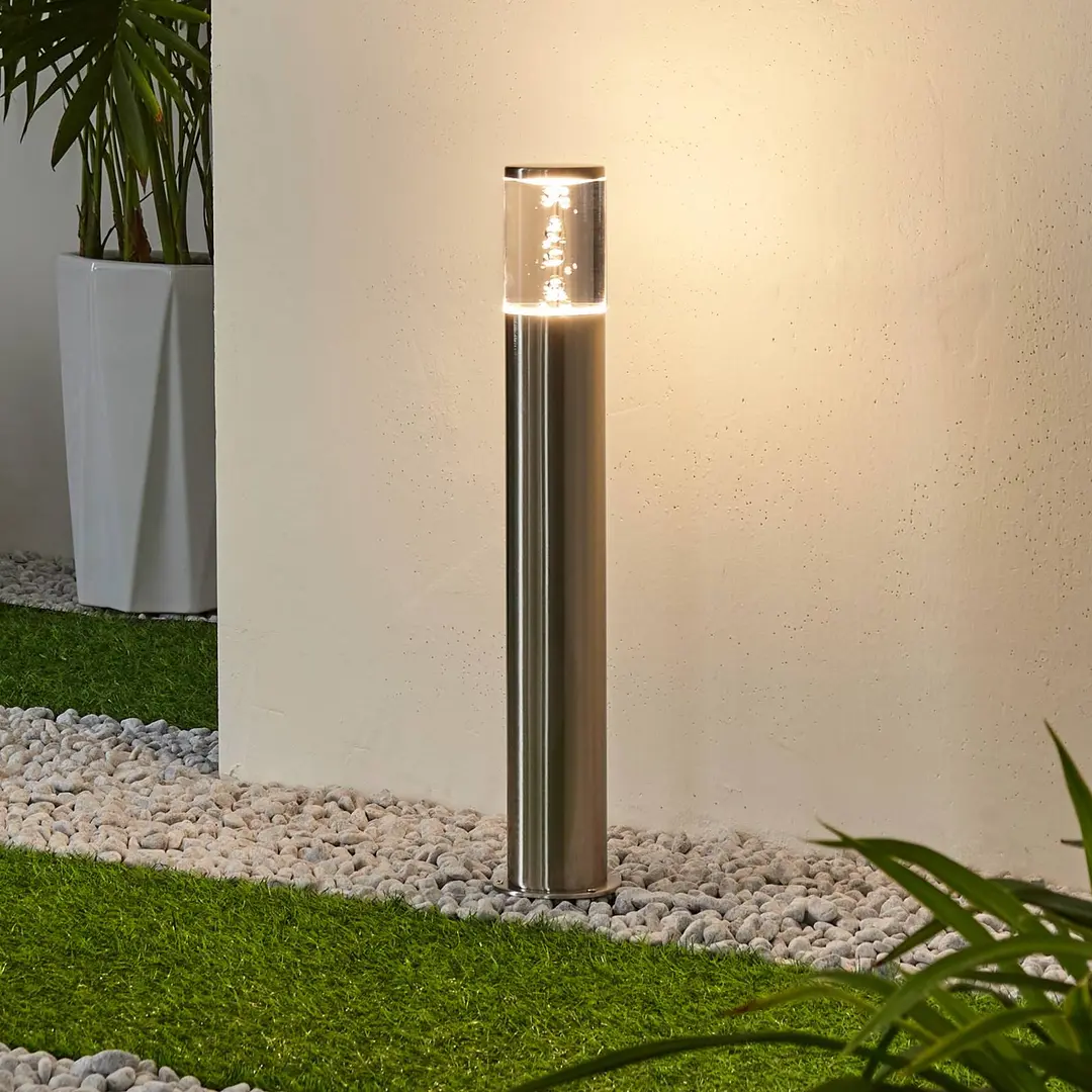 LINDBY LED-Sockellampe Belen, Edelstahl