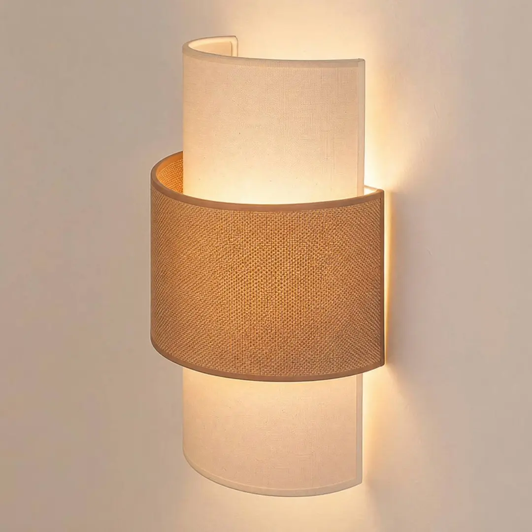 Duolla Wandlampe Nature, creme/jute, Höhe 41cm, Textil, up/down