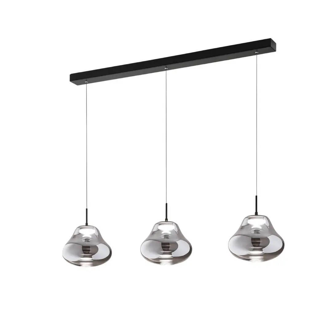 Fabas Luce LED-Pendelleuchte Deva, 3-flg., 115 cm, grau, CCT, dimmbar