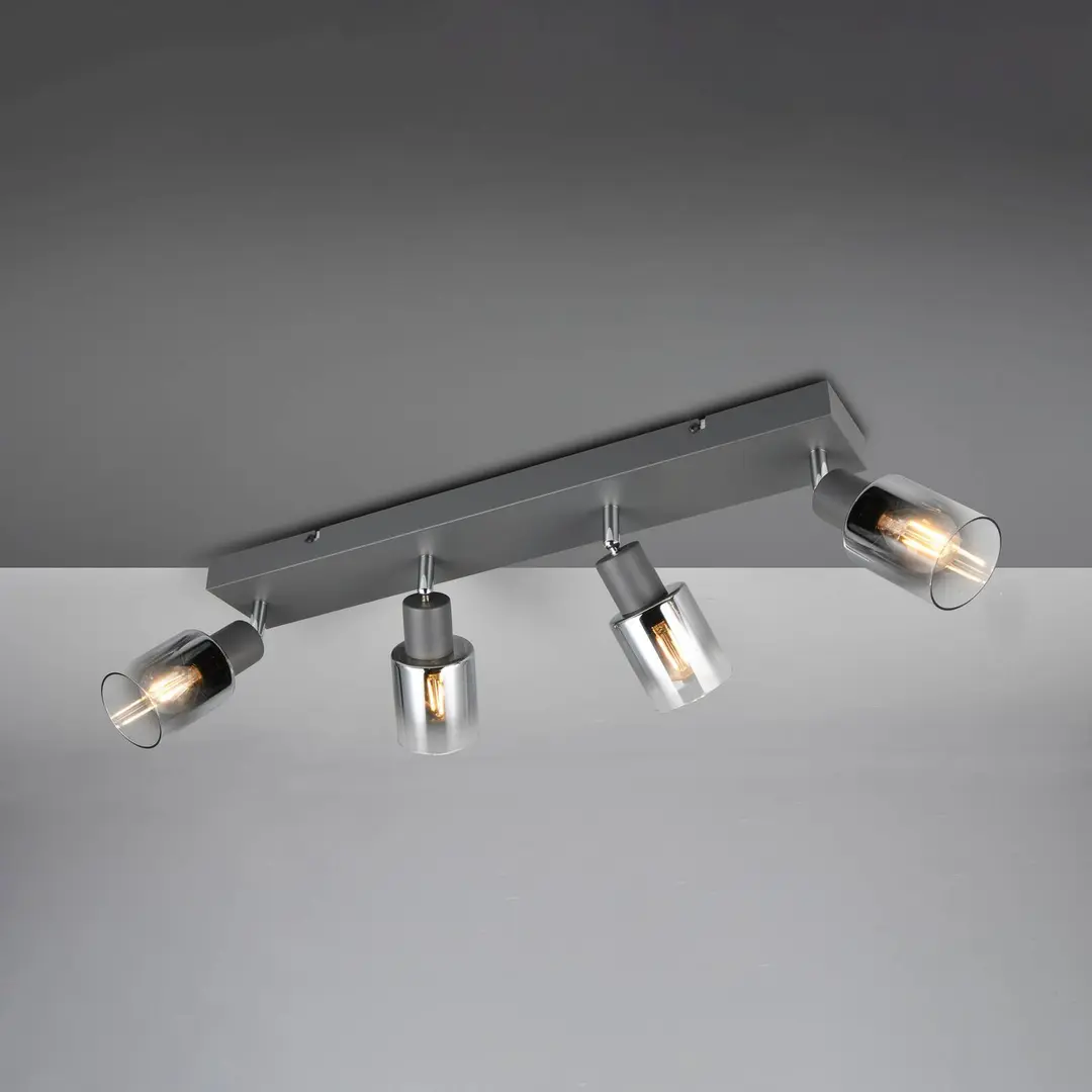 Reality Leuchten Deckenstrahler Cadiz, 4-flammig, E14, anthrazit
