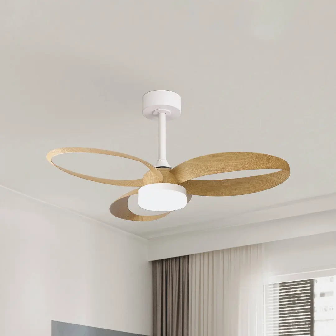 Mantra Iluminación LED-Deckenventilator Infinity Holzdekor DC leise Ø 93 cm CCT