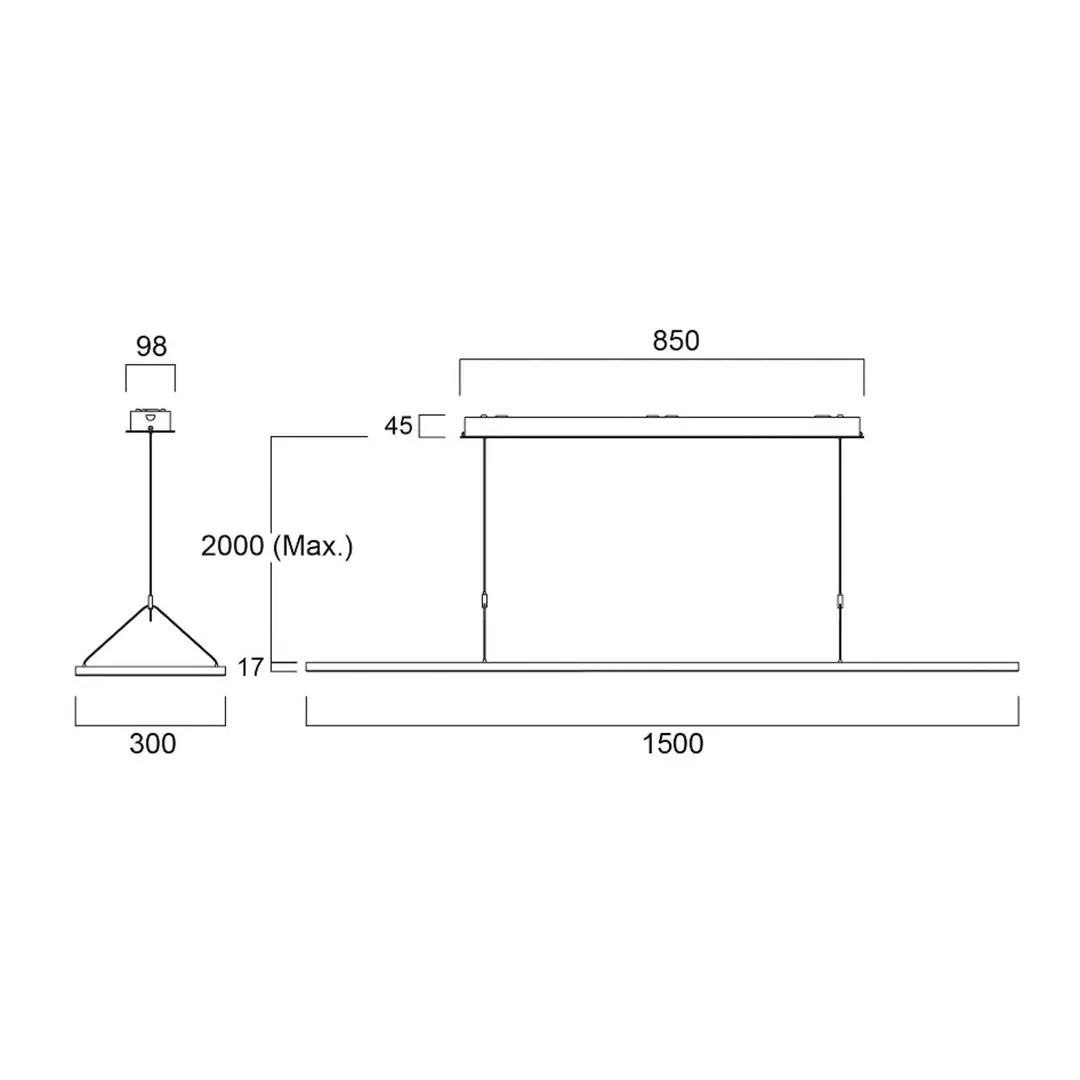 Sylvania LED-Pendelleuchte Areum, 150 x 30 cm, 840
