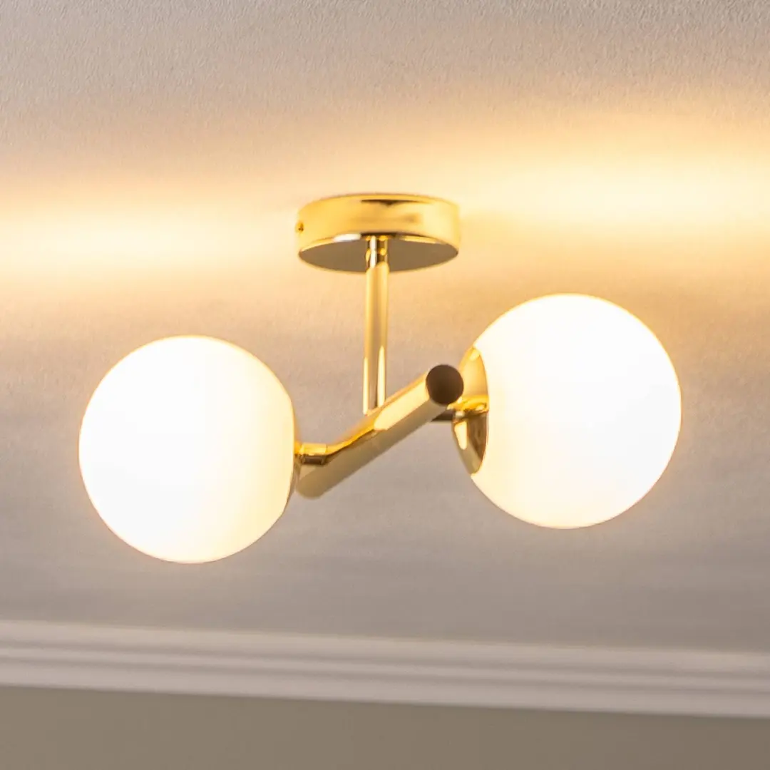 Domiluce Deckenlampe Linea, gold, zweiflammig