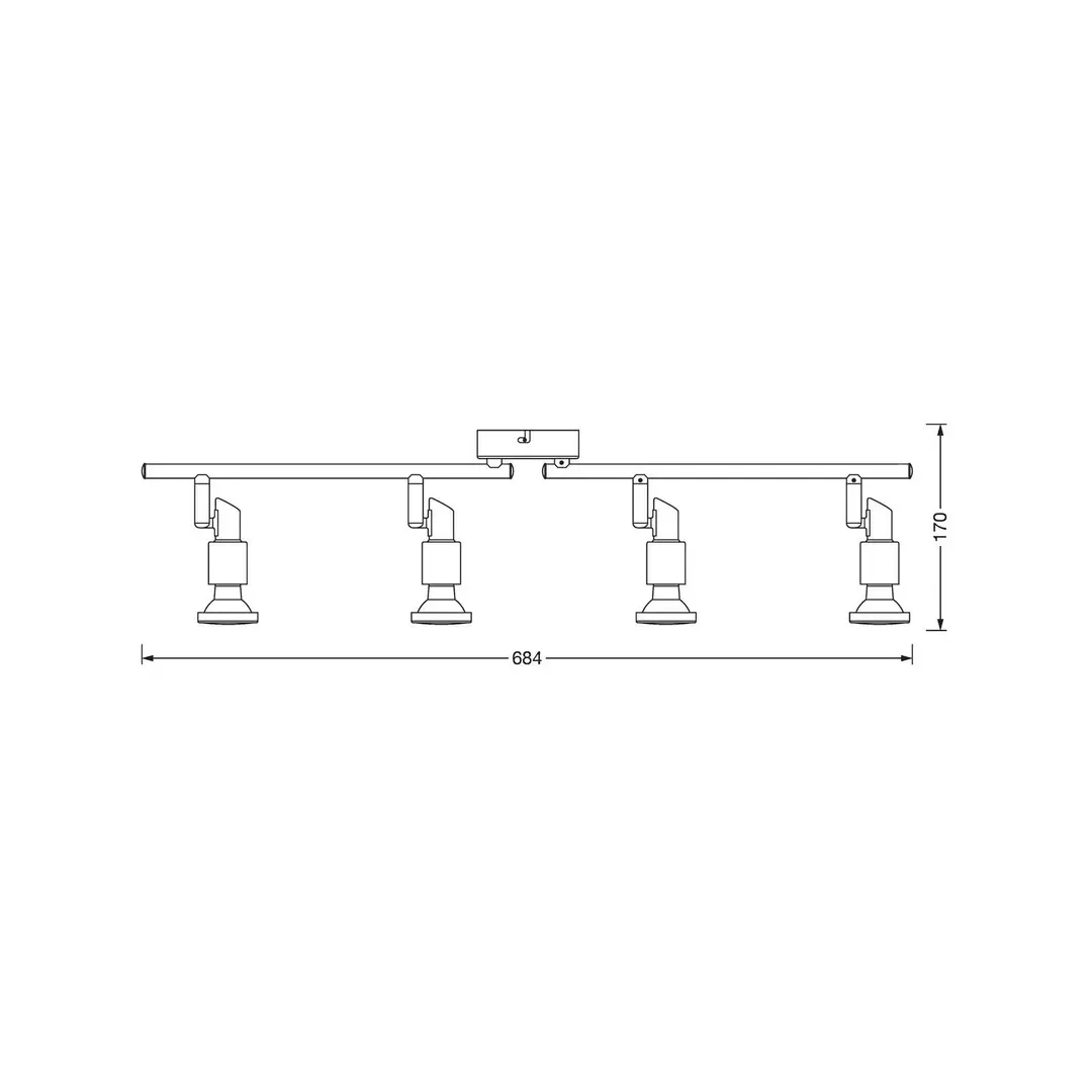 OSRAM Deckenstrahler, silber, Metall 4-flg. GU10-LED 2.700 K