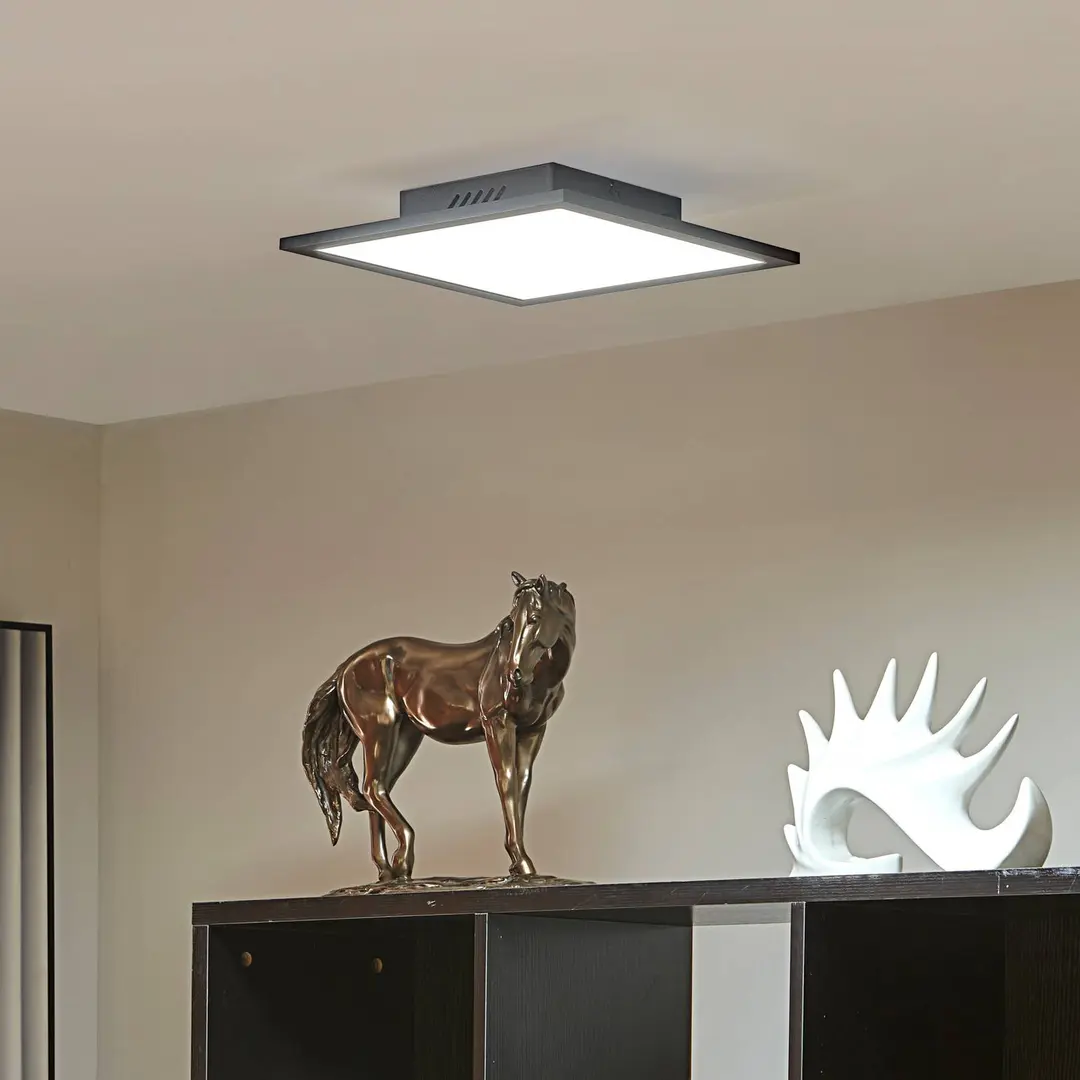 Lindby LED-Panel Lamin, schwarz, 30 cm, CCT, dimmbar, Remote