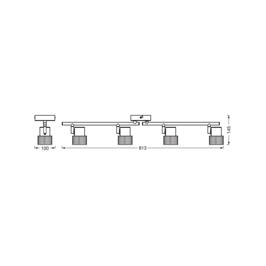 OSRAM Deckenstrahler CORK, schwarz, 4-flammig, dimmbar, GU10