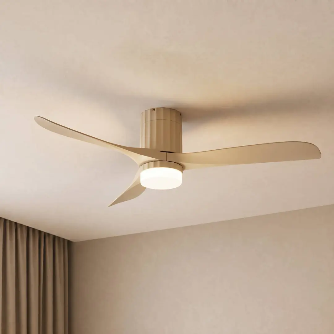 Lucande LED-Deckenventilator Novri, beige, Ø 132 cm, CCT