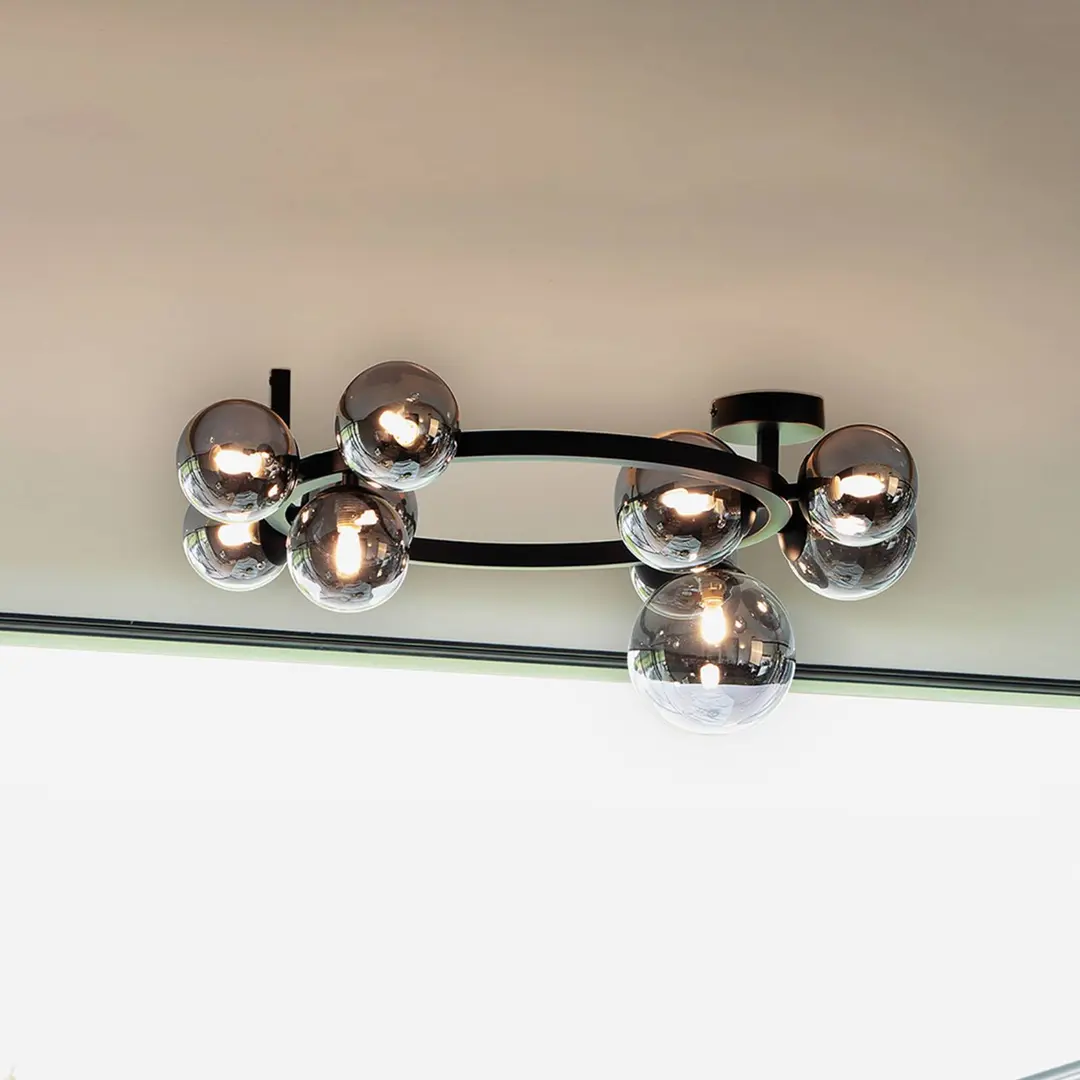 Ideal Lux Deckenlampe Perlage schwarz/rauch Länge 70 cm 10fl