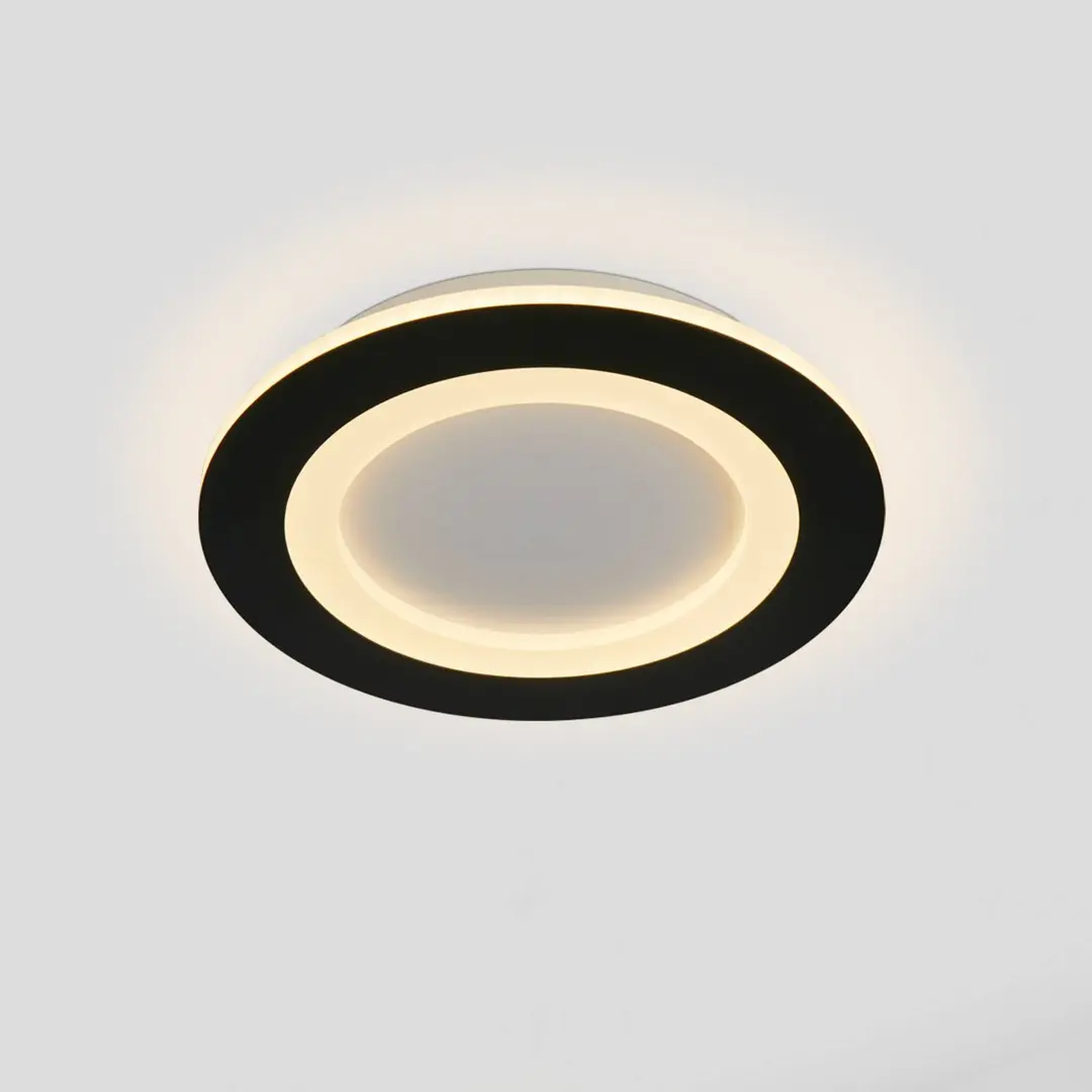 Searchlight LED-Deckenlampe Ringo, Ø 25 cm, schwarz/weiß Eisen/Acryl CCT