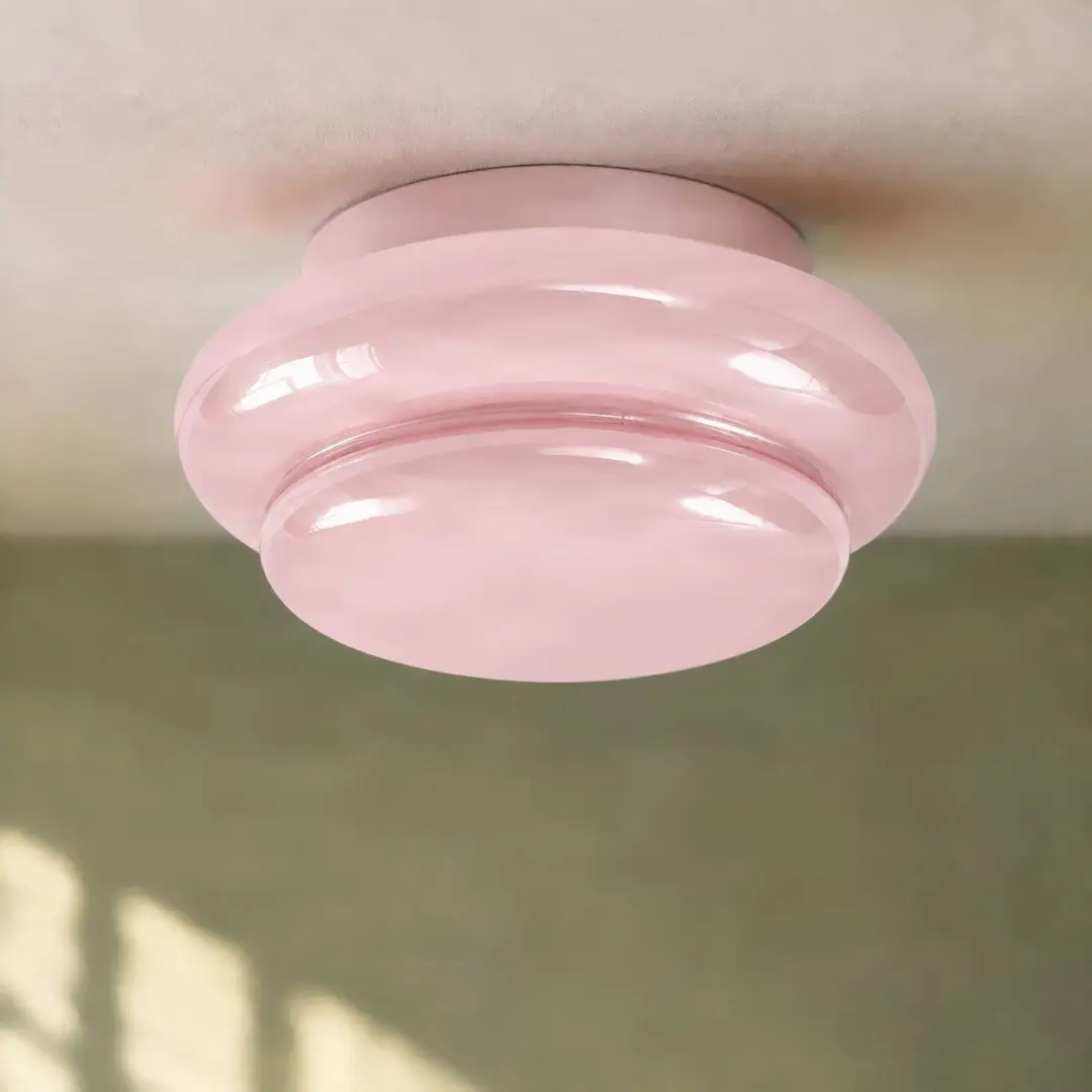 Lucande Deckenleuchte Leilani, Ø 35 cm, rosa, E27, Glas
