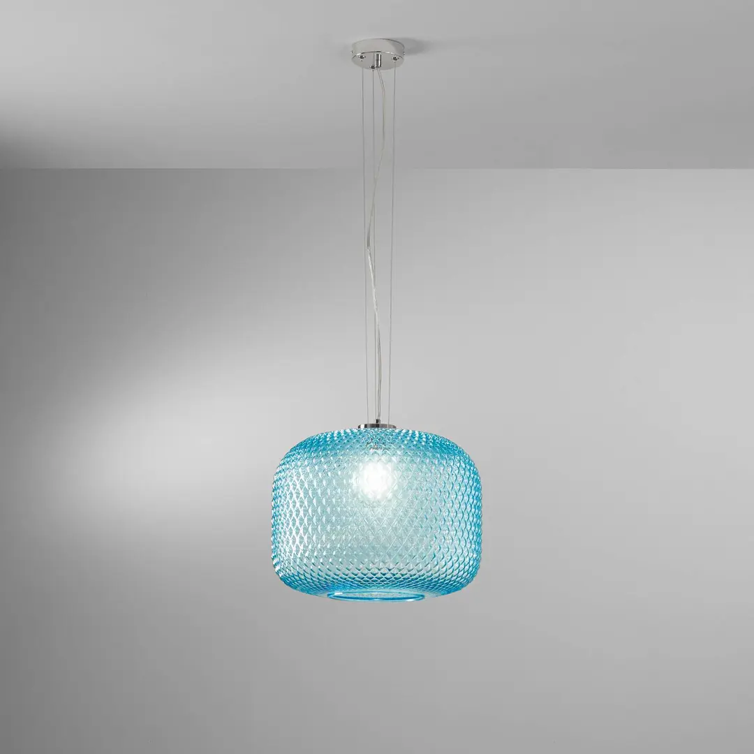 Luce Ambiente Design Hängelampe Ashford, türkis, Ø 40 cm, Glas