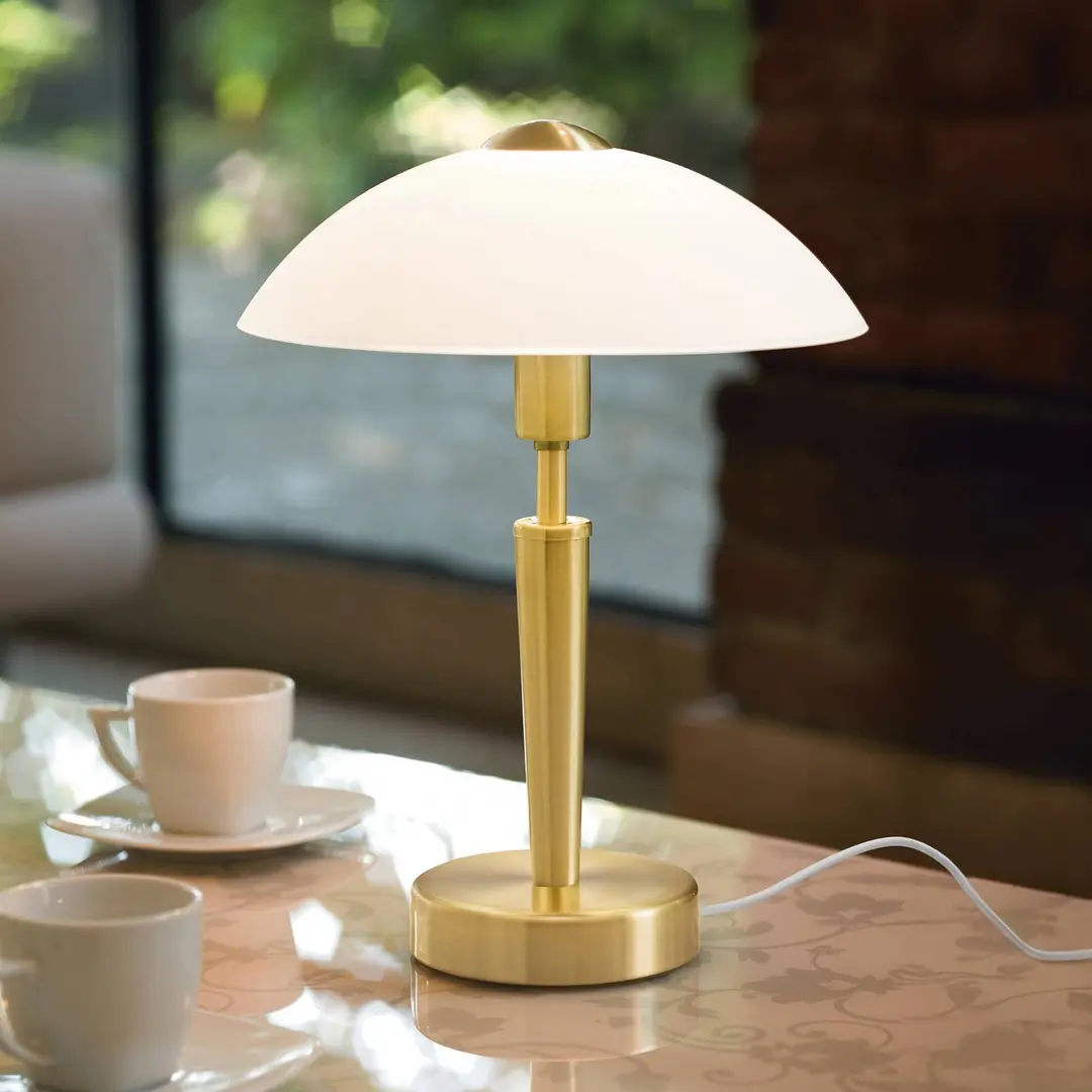 EGLO Tischlampe SOLO 1, messingfarben, Höhe 35 cm Metall/Glas dim