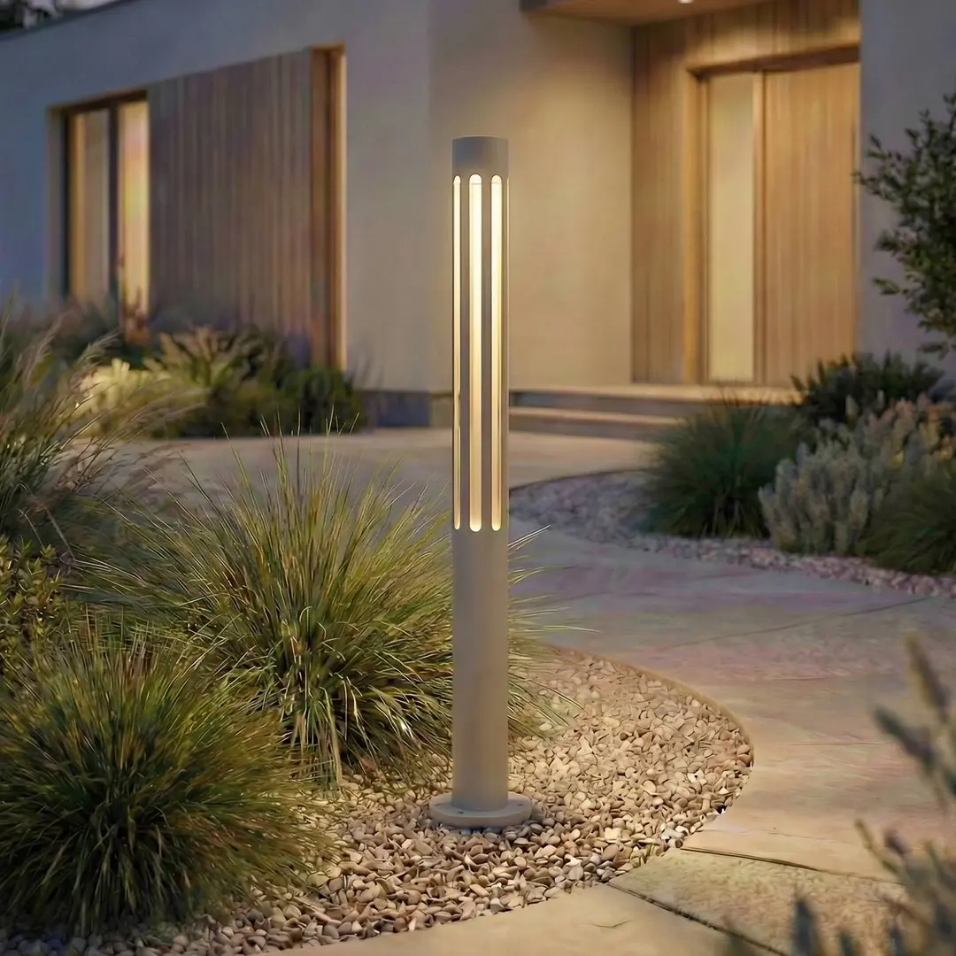 Lindby LED-Wegeleuchte Fjorya, Höhe 60 cm, steingrau, IP65