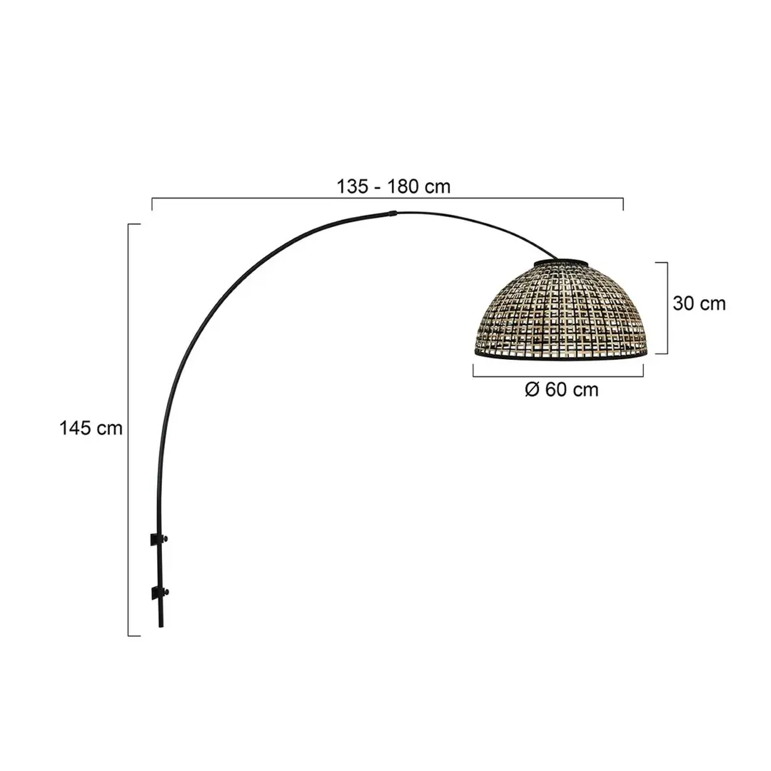 Steinhauer Wandlampe Sparkled Light 4407ZW schwarz/Bambus schwarz/natur