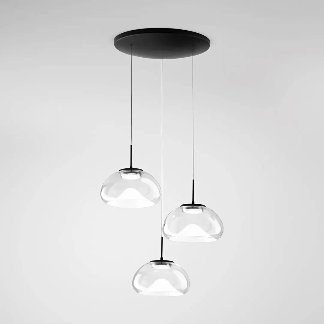 Fabas Luce LED-Hängeleuchte Brena, 3-flammig, rund, transparent, CCT