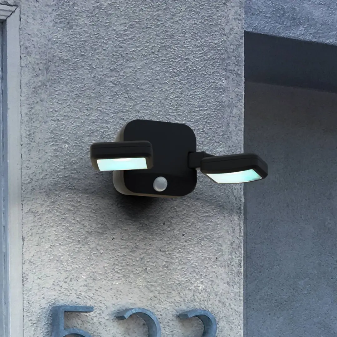 OSRAM LED-Außenwandstrahler DOUBLE, schwarz 2-flg., Batterie