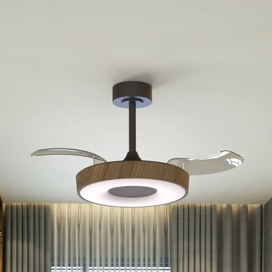 Mantra Iluminación Smart LED-Deckenventilator Coin, holz/schwarz, DC, leise