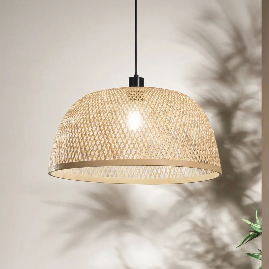 Luce Ambiente Design Pendellampe Bamboo, braun, Ø 48 cm, Bambus
