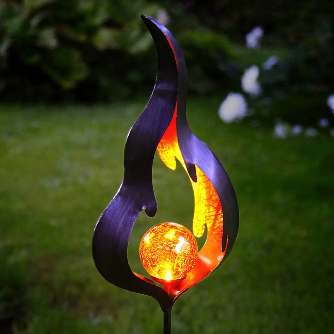 STAR TRADING Solar-Erdspießleuchte Melilla Flamme mit LED