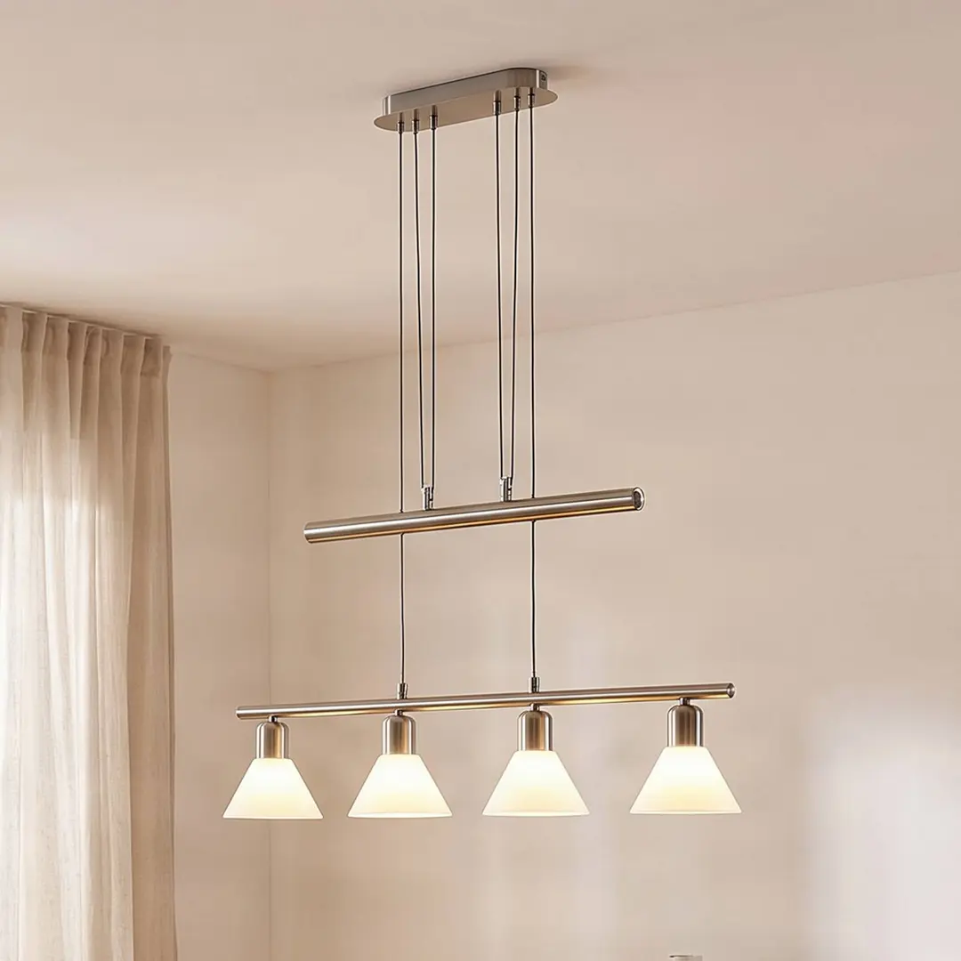 Lindby Pendellampe Delira, 4-flg. nickel, höhenverstellbar