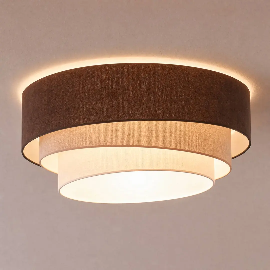 Duolla Deckenlampe Trio, braun/beige, Ø 60 cm, Textil, E27