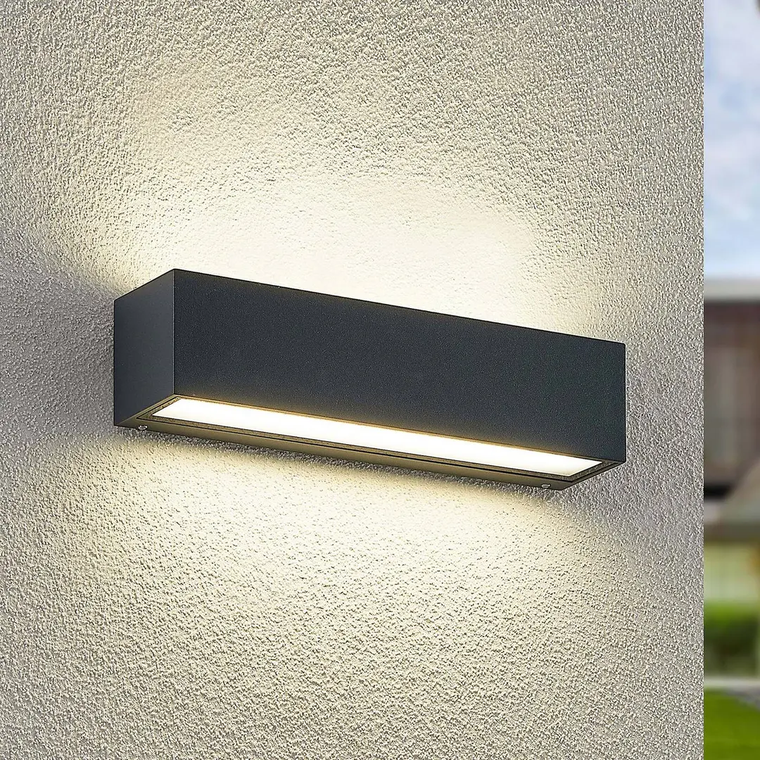Arcchio LED-Wandleuchte Lengo, 25 cm, 2-flg., anthrazit, CCT
