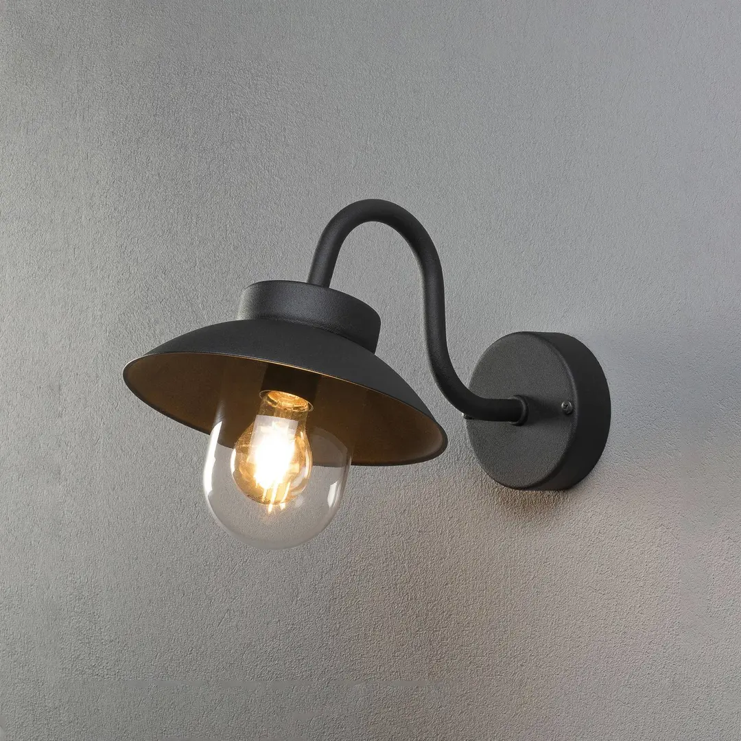 Konstsmide Außenwandleuchte Vega Mini, Breite 22 cm, schwarz