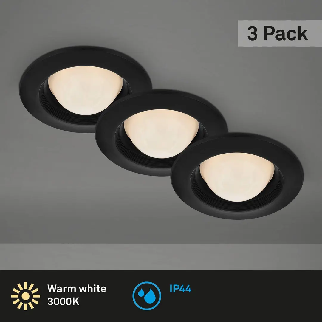 Briloner LED-Einbaustrahler Carro, 3er-Set, 3.000K, schwarz