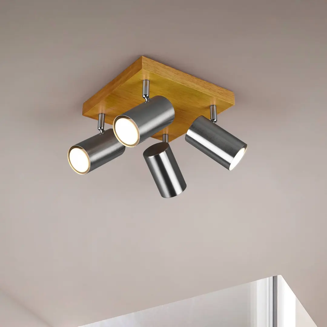 Trio Lighting Deckenstrahler Marley, nickel matt, 4-flammig