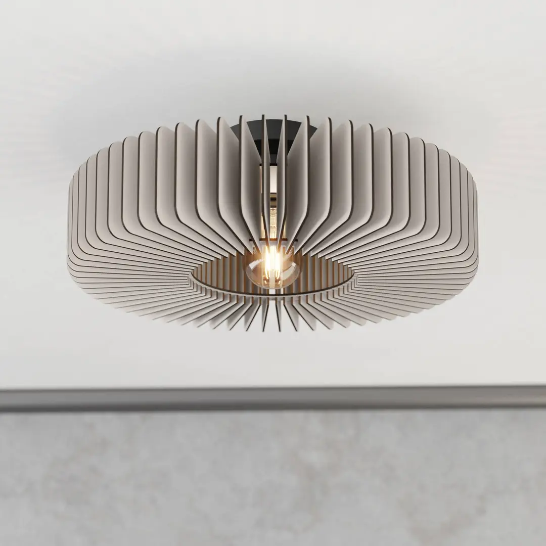 EGLO Deckenlampe Palombaia, weiß, Ø 50 cm, Stahl/Holz, E27