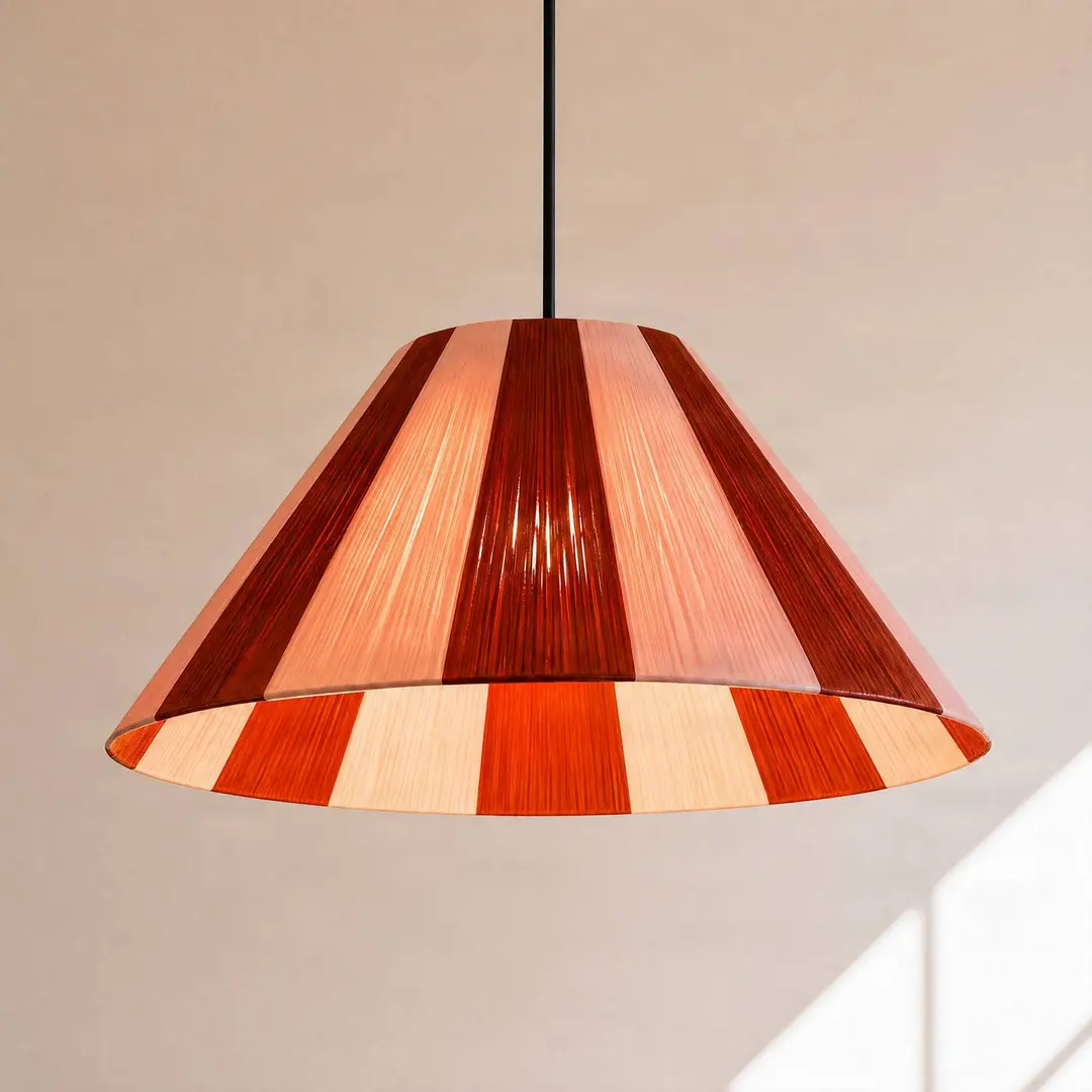 Lindby Hängeleuchte Suly, rot/pink, Baumwolle, Ø 45 cm