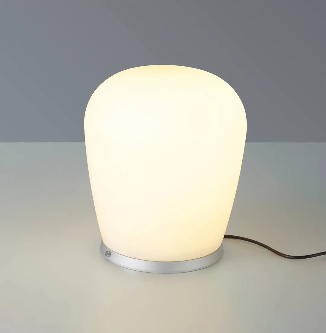 Bopp LED-Tischlampe Cara, aluminiumfarben, Ø 18 cm, Glas