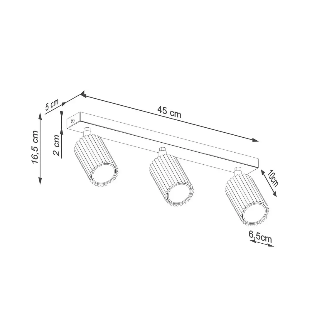 SOLLUX LIGHTING Deckenstrahler Karbon, schwarz, Länge 45 cm, Alu, 3-flg.