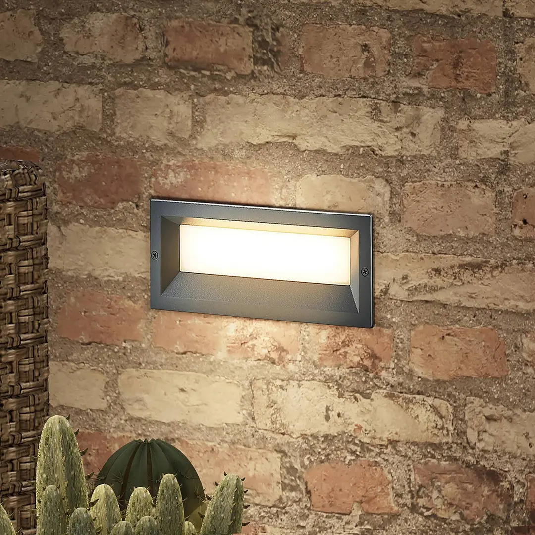Lucande LED-Wandeinbaulampe Lachlain, anthrazit, 25 cm, IP65