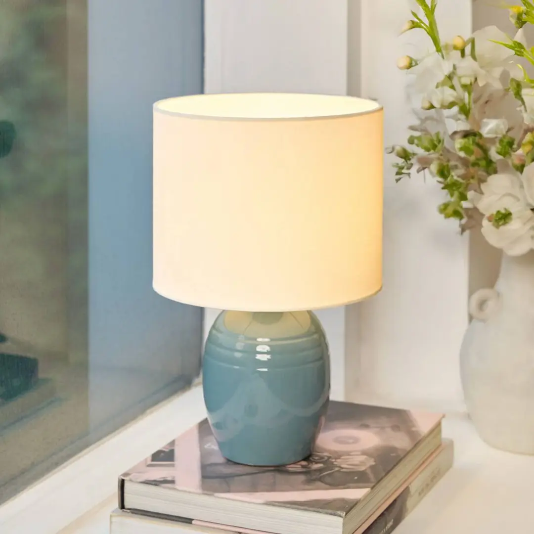 Pauleen Tischlampe SEA RHYTHM, weiß/blau, Höhe 30 cm Keramik