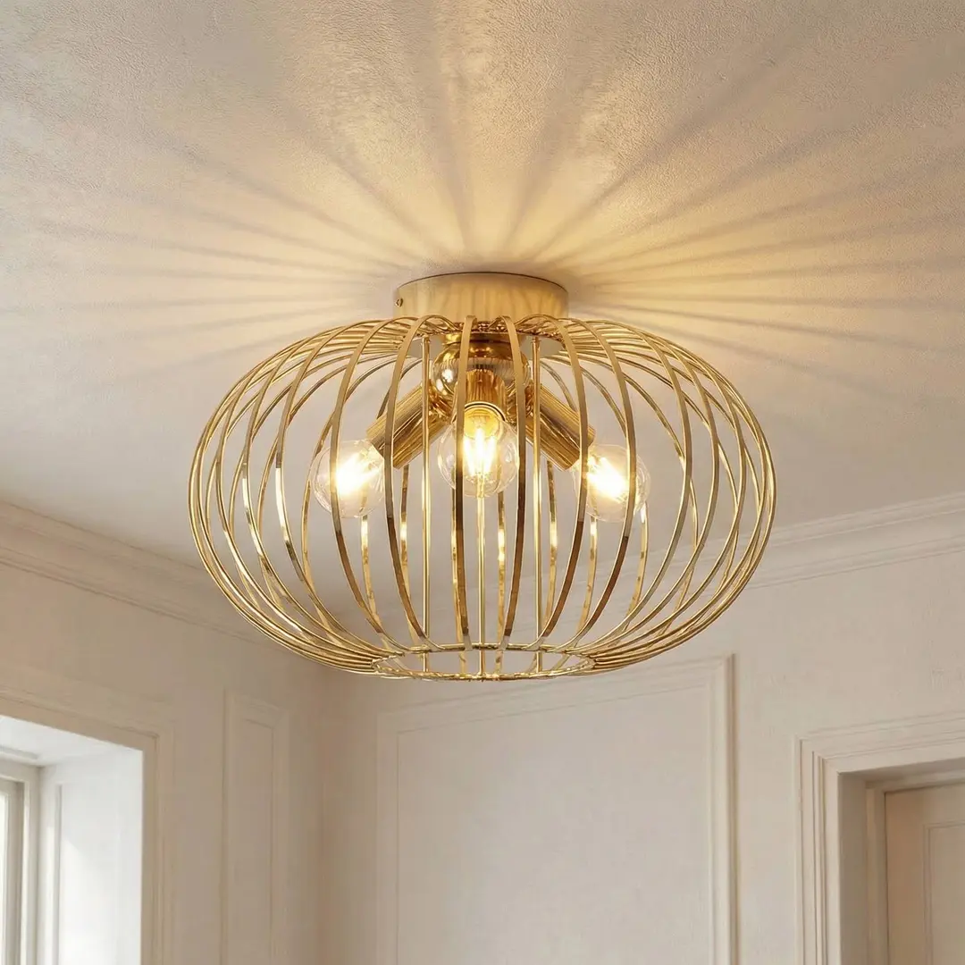 Domiluce Deckenleuchte Globe, goldfarben, Ø 51 cm, 3-flammig, E27