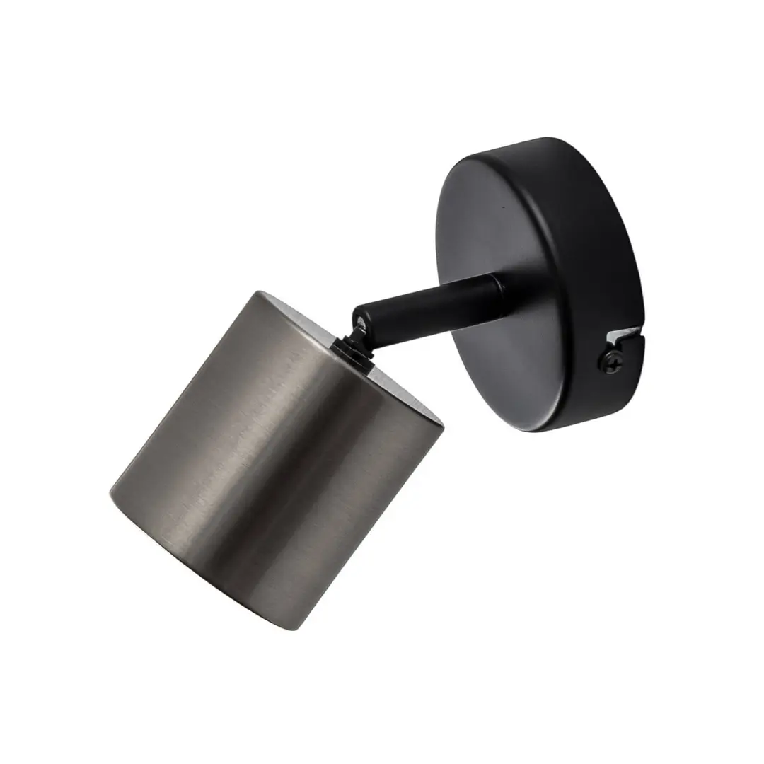 Luminex Wandstrahler Demia, schwarz/nickelfarben, 10 cm breit, GU10