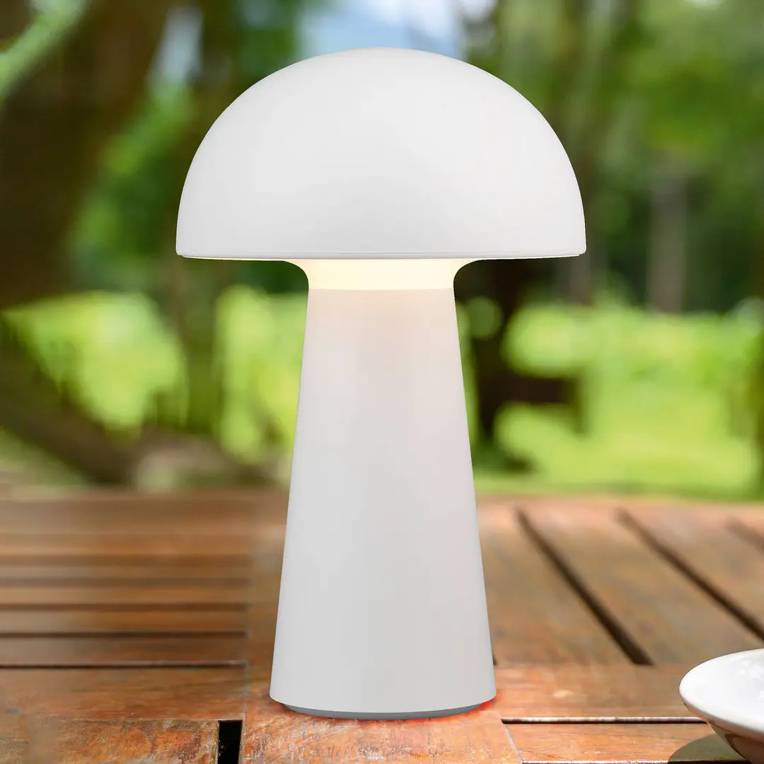 Reality Leuchten LED-Tischleuchte Lennon IP44, Akku, Touchdim, weiß