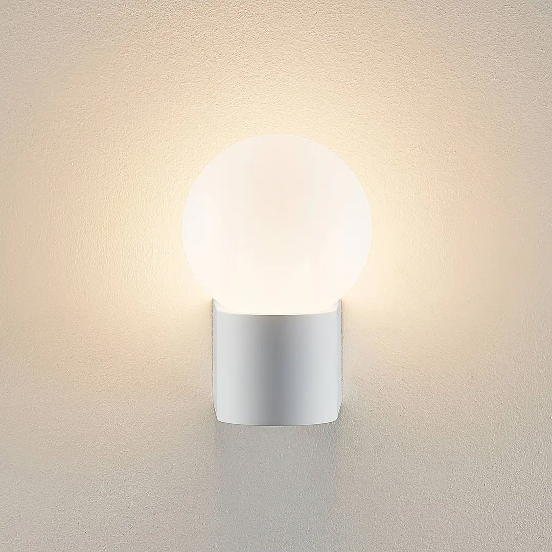 Molto Luce Außenwandlampe Lanu Round, weiß, Alu/Glas
