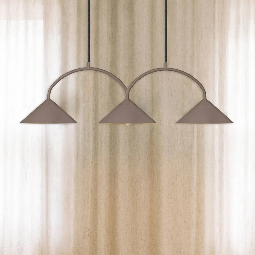 Globen Lighting Hängelampe CURVE, Länge 95 cm, braun, 3-flg.