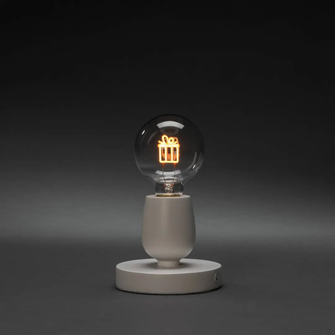 Konstsmide Christmas LED-Tisch-Dekoleuchte aus Holz, Geschenk-Filament