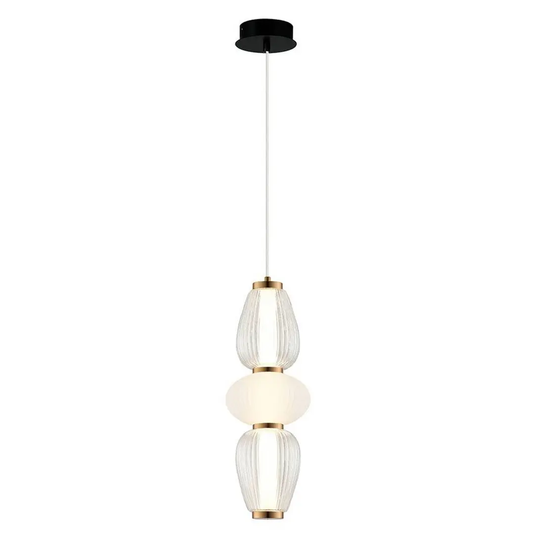 Viokef LED-Pendellampe Shiny, Ø 16 cm, klar/weiß, Glas