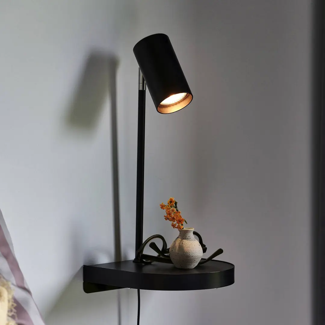 Nordlux Wandleuchte Cody, mit Ablage und USB-Port, schwarz