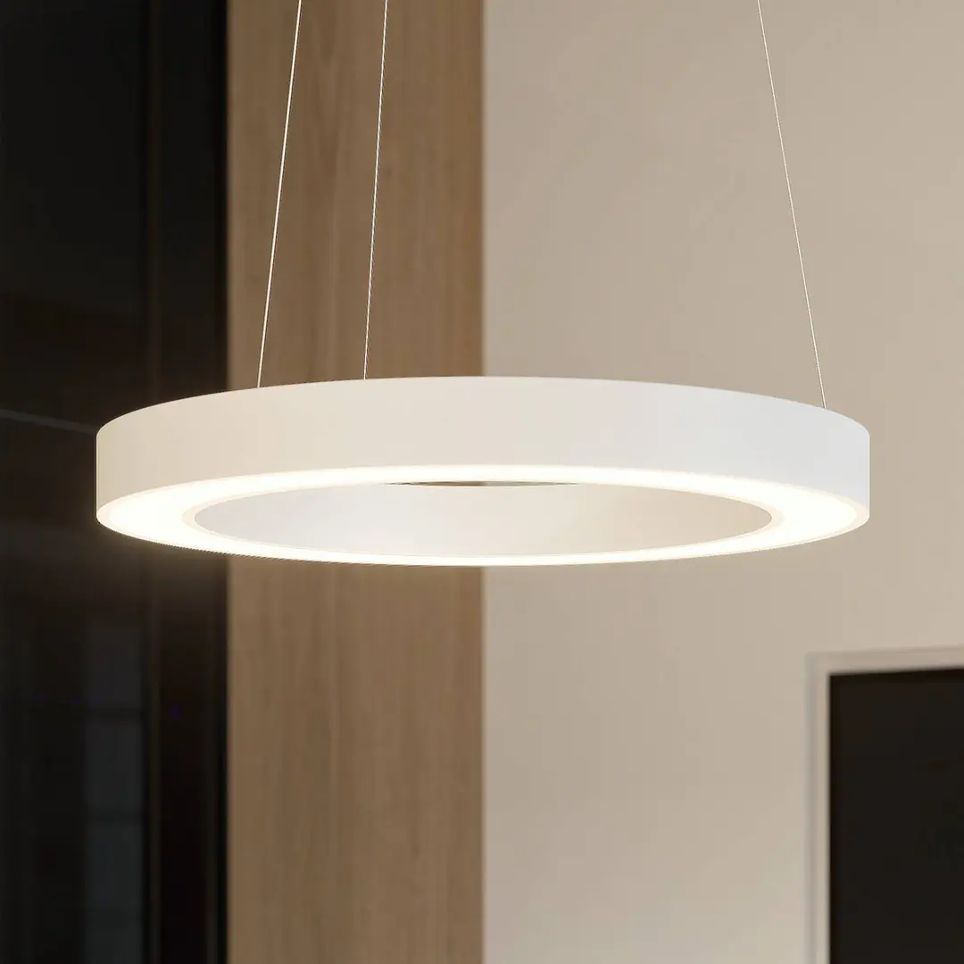 Arcchio Sharelyn LED-Pendelleuchte, Ø 80 cm, weiß, Ring, CCT