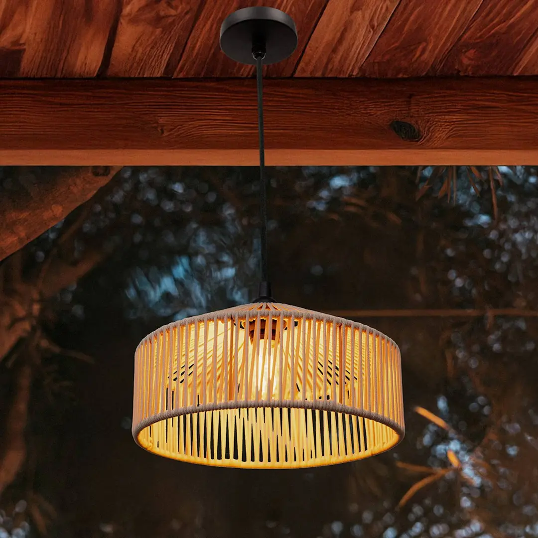 Newgarden Pendelleuchte Calabardina, weiß, Seil, Ø30cm, IP44