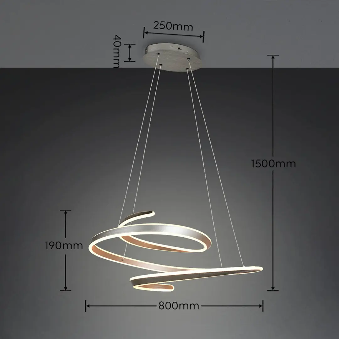 Trio Lighting LED-Pendellampe Arlington nickel matt Länge 80 cm Metall CCT