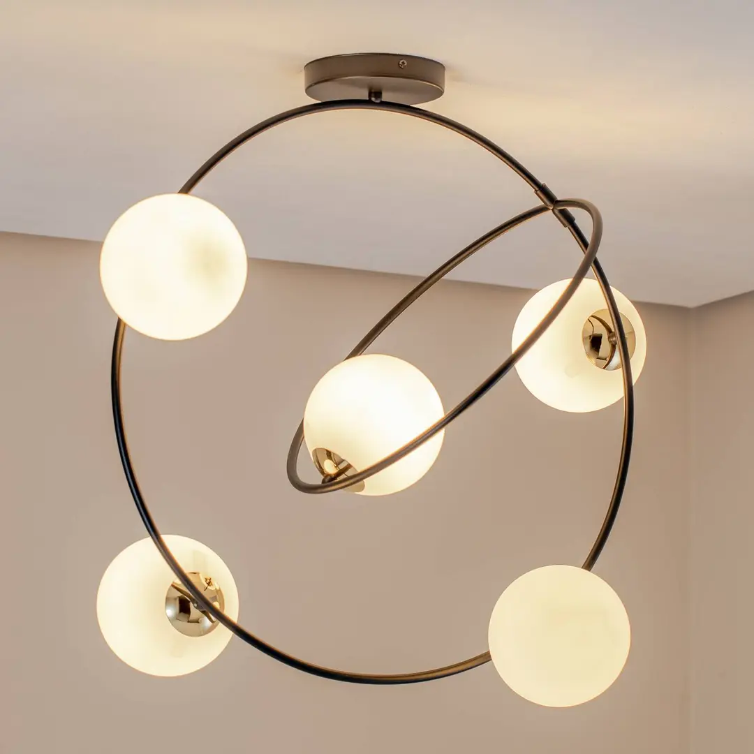 EMIBIG LIGHTING Deckenleuchte Stardom, opalweiß/schwarz, Glas, E14