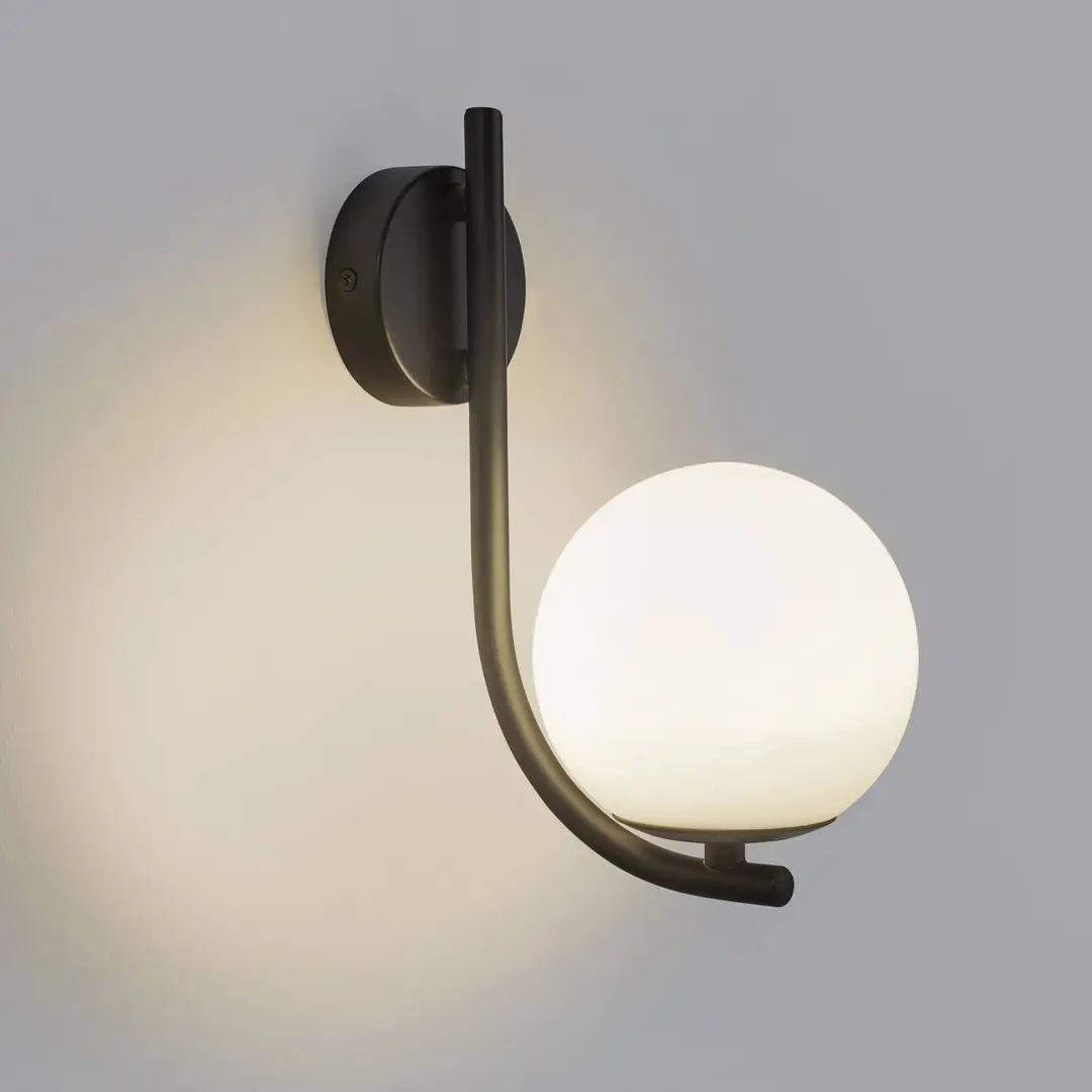Forlight Wandlampe Sfera Single, schwarz, Glas, Breite 12 cm