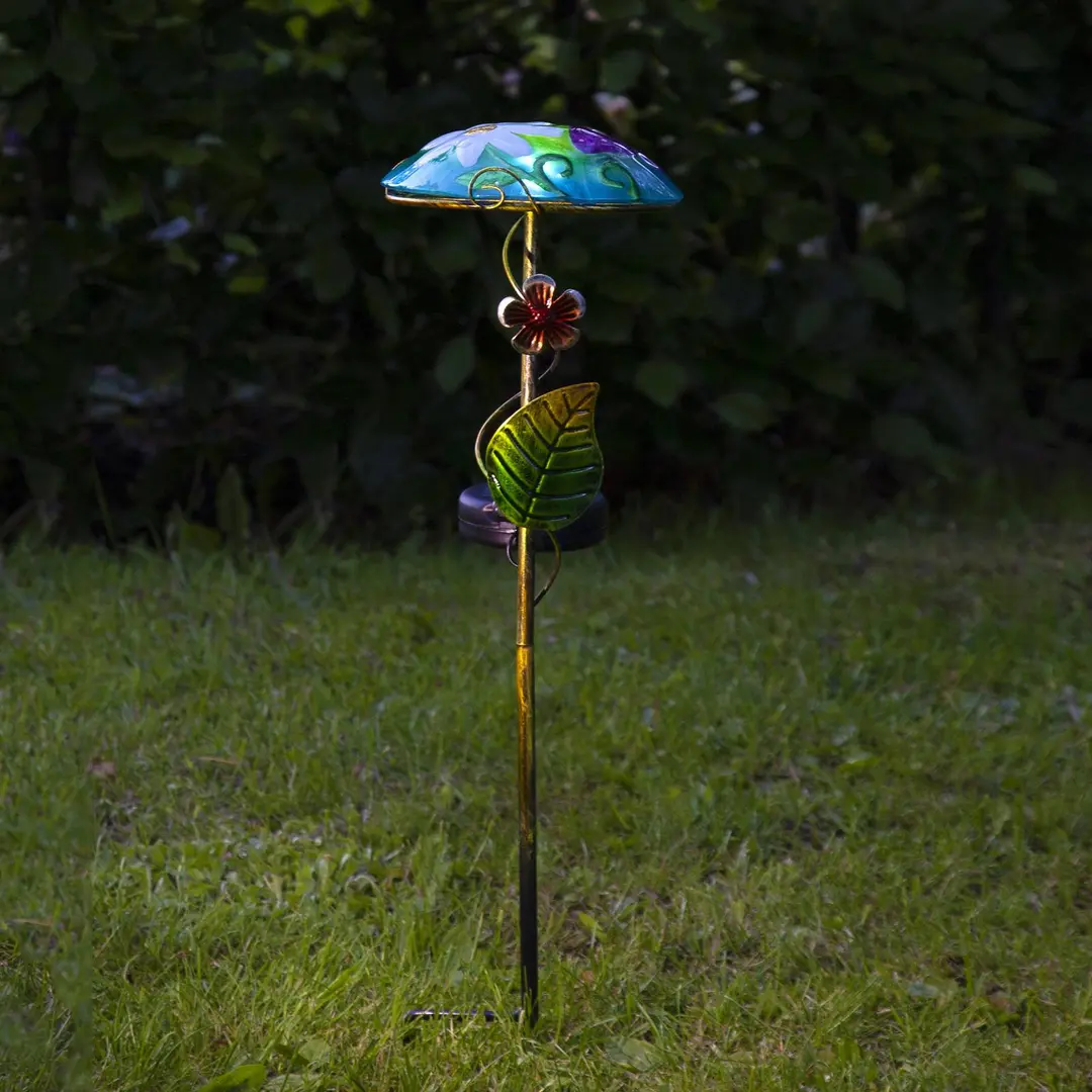 STAR TRADING LED-Solarlampe Salona mit Dekoelementen, blau/grün